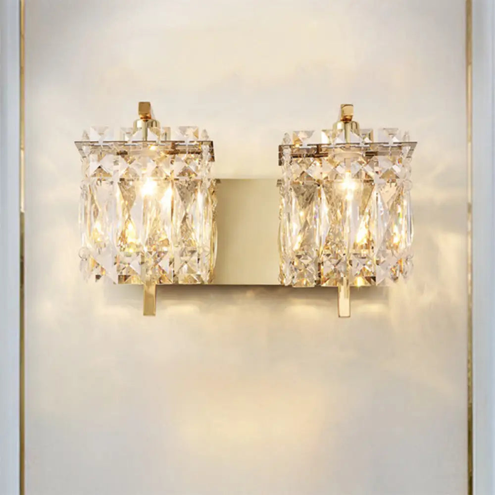 DecorBites™ DecorBites™ Stylish Crystal Rectangle Wall Light in Gold/Chrome for Modern Bedrooms