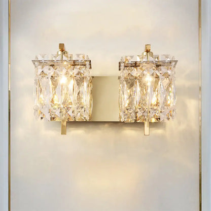 DecorBites™ DecorBites™ Stylish Crystal Rectangle Wall Light in Gold/Chrome for Modern Bedrooms