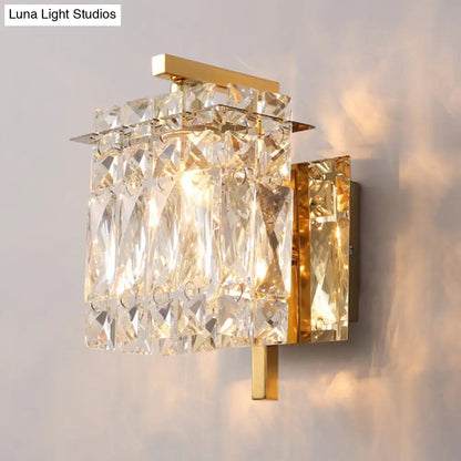 DecorBites™ DecorBites™ Stylish Crystal Rectangle Wall Light in Gold/Chrome for Modern Bedrooms