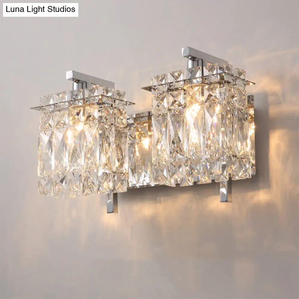DecorBites™ DecorBites™ Stylish Crystal Rectangle Wall Light in Gold/Chrome for Modern Bedrooms