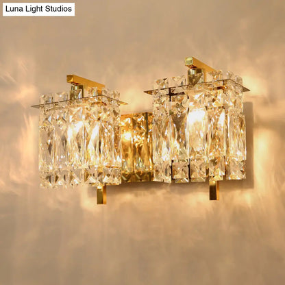 DecorBites™ DecorBites™ Stylish Crystal Rectangle Wall Light in Gold/Chrome for Modern Bedrooms