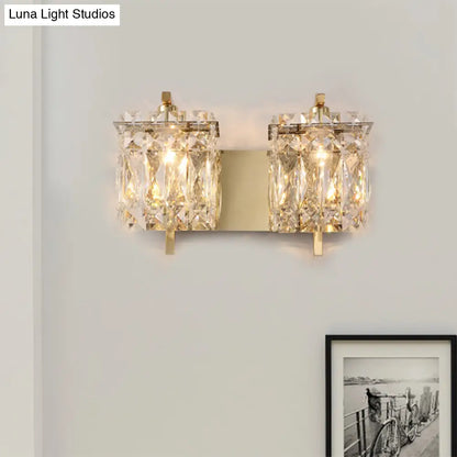 DecorBites™ DecorBites™ Stylish Crystal Rectangle Wall Light in Gold/Chrome for Modern Bedrooms