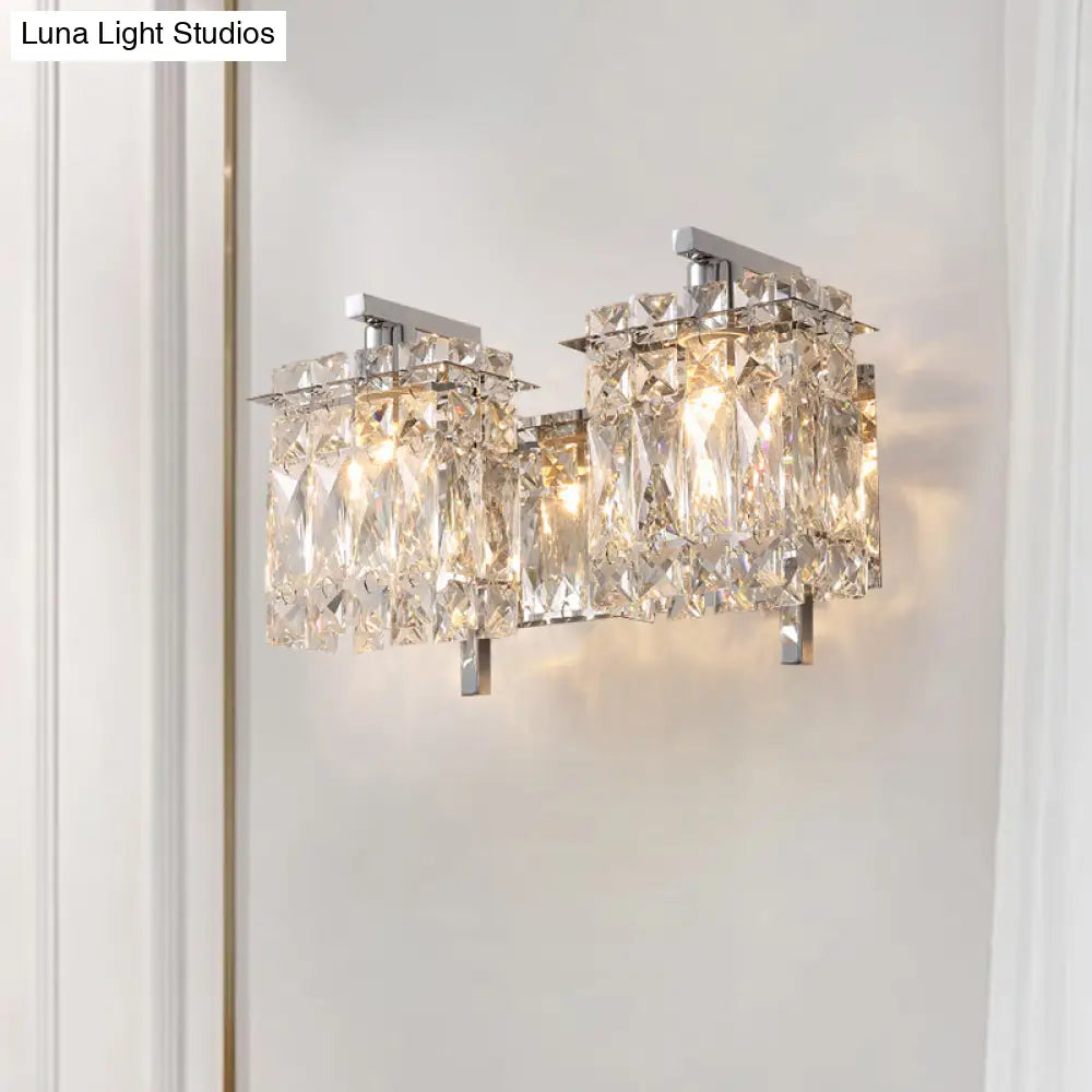 DecorBites™ DecorBites™ Stylish Crystal Rectangle Wall Light in Gold/Chrome for Modern Bedrooms