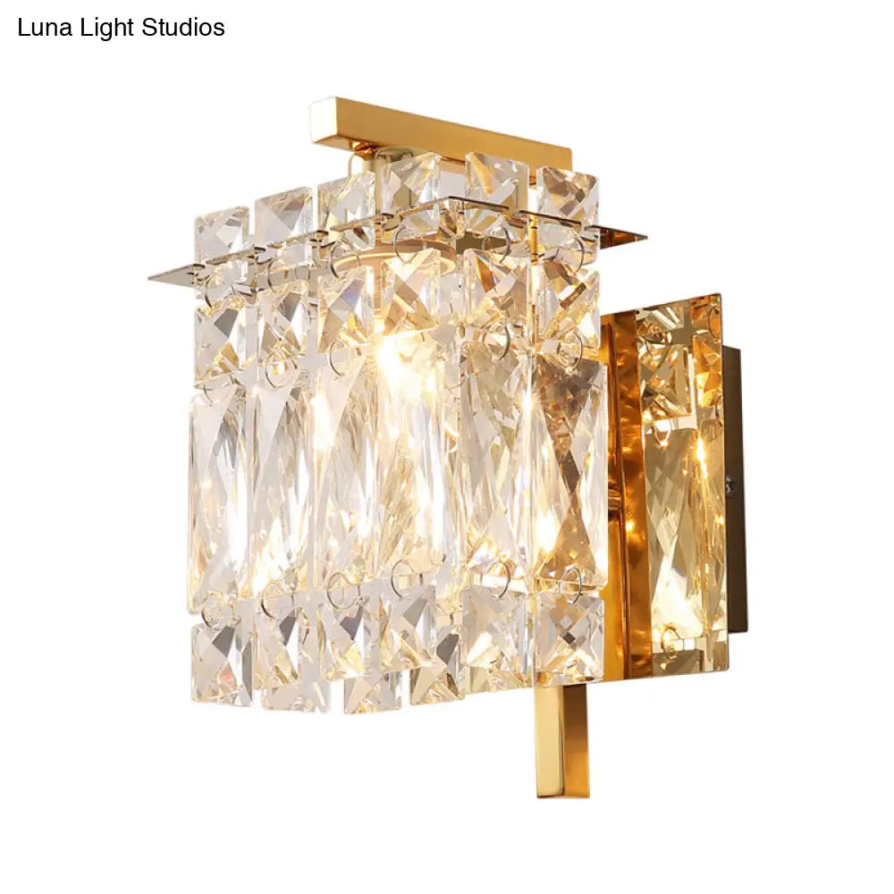 DecorBites™ DecorBites™ Stylish Crystal Rectangle Wall Light in Gold/Chrome for Modern Bedrooms