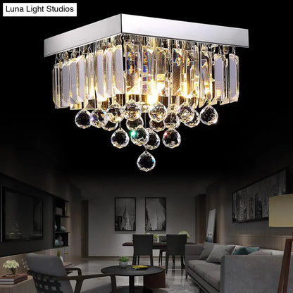 DecorBites™ DecorBites™ Stylish Crystal Shade Chrome Ceiling Flush Mount Light with 4 Lights for Living Room