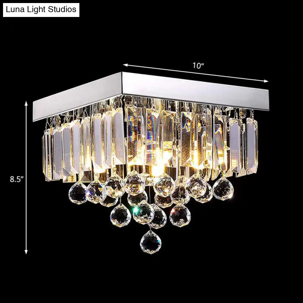 DecorBites™ DecorBites™ Stylish Crystal Shade Chrome Ceiling Flush Mount Light with 4 Lights for Living Room