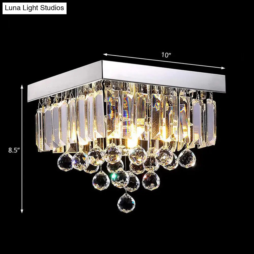 DecorBites™ DecorBites™ Stylish Crystal Shade Chrome Ceiling Flush Mount Light with 4 Lights for Living Room