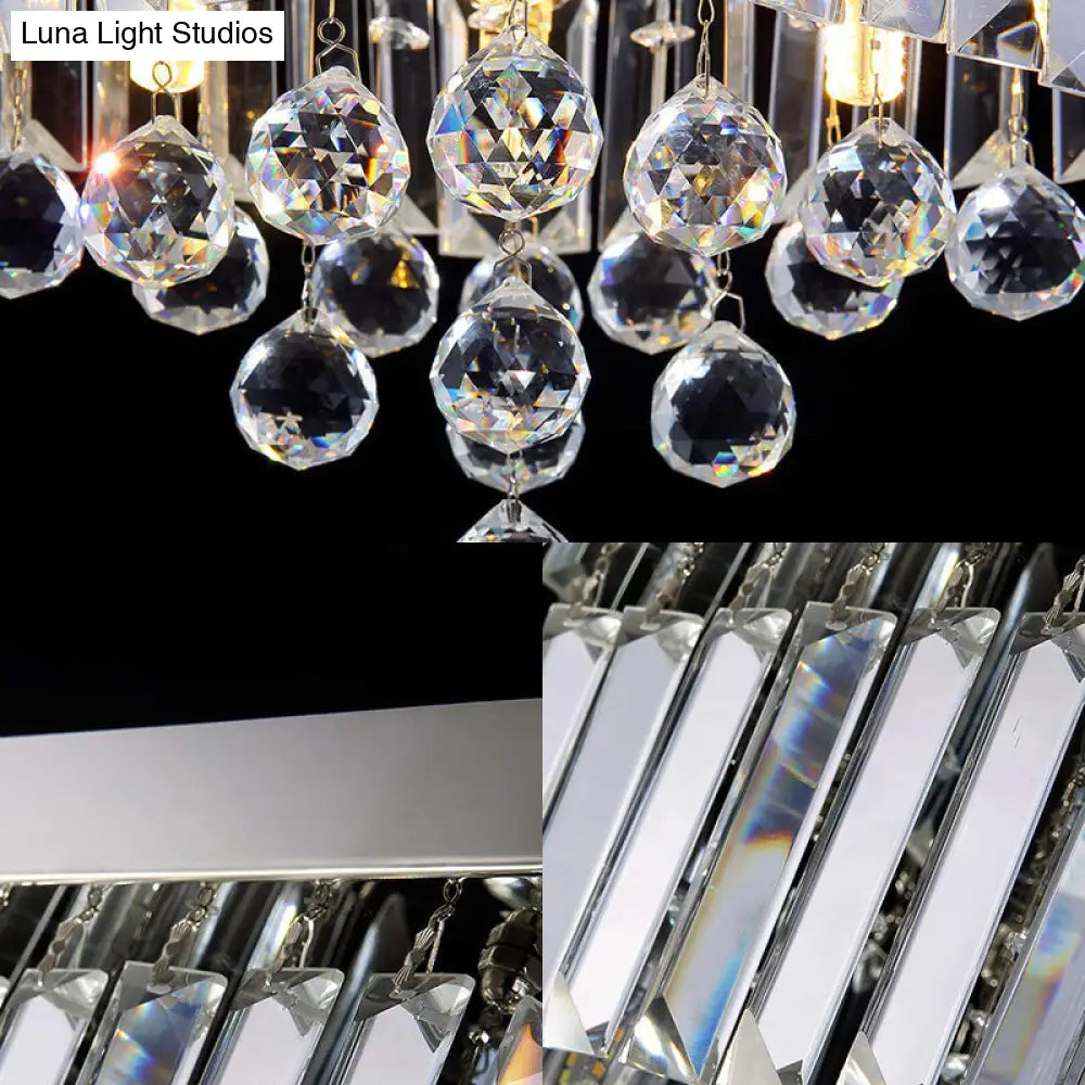 DecorBites™ DecorBites™ Stylish Crystal Shade Chrome Ceiling Flush Mount Light with 4 Lights for Living Room