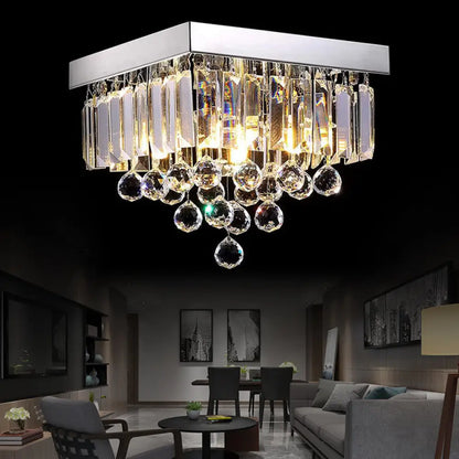 DecorBites™ DecorBites™ Stylish Crystal Shade Chrome Ceiling Flush Mount Light with 4 Lights for Living Room