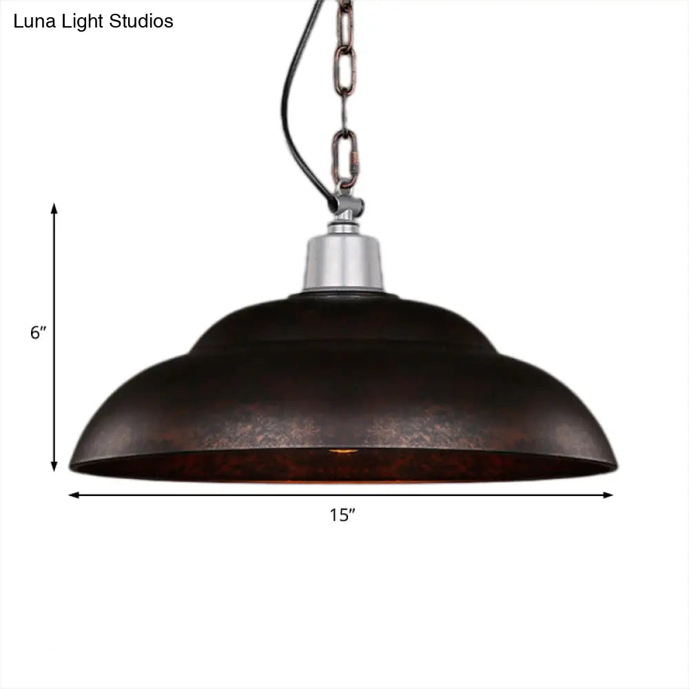 Stylish Double Bubble Iron Pendant Light in Rust for Dining Room - Industrial Design