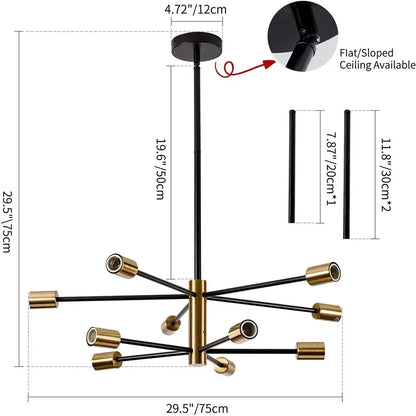 Stylish Hanging Chandelier for Home Decor - 10 heads / No Bulb - Chandelier