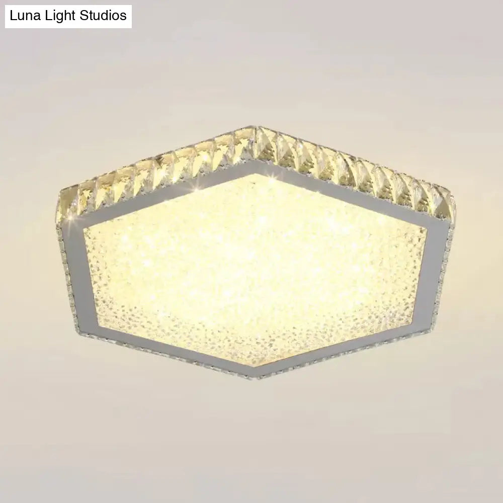 DecorBites™ DecorBites™ Stylish Hexagon Ceiling Mount Light with Clear Crystals - Perfect for Foyers