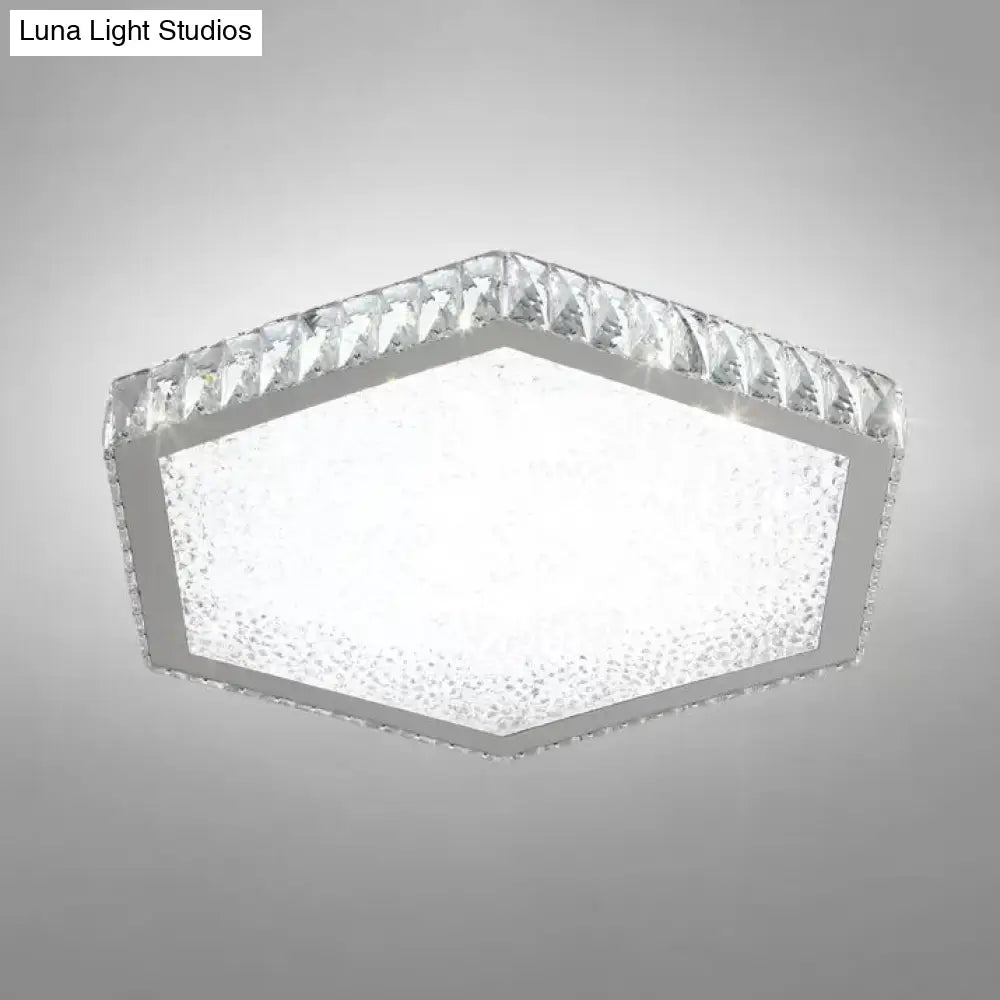DecorBites™ DecorBites™ Stylish Hexagon Ceiling Mount Light with Clear Crystals - Perfect for Foyers