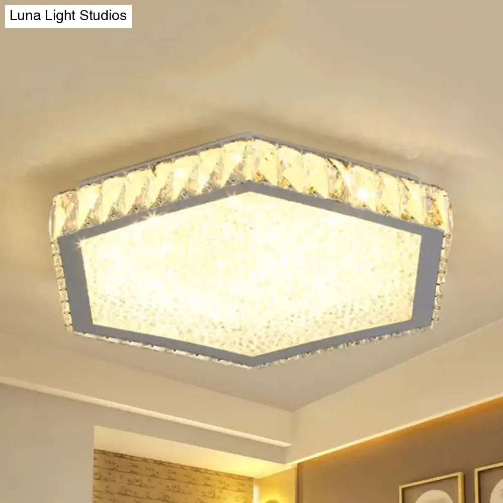 DecorBites™ DecorBites™ Stylish Hexagon Ceiling Mount Light with Clear Crystals - Perfect for Foyers