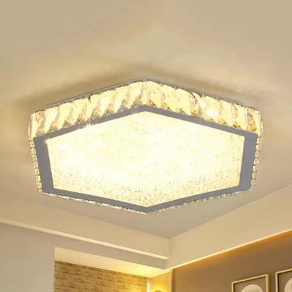DecorBites™ DecorBites™ Stylish Hexagon Ceiling Mount Light with Clear Crystals - Perfect for Foyers