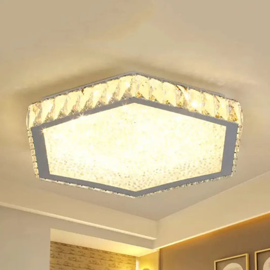 DecorBites™ DecorBites™ Stylish Hexagon Ceiling Mount Light with Clear Crystals - Perfect for Foyers