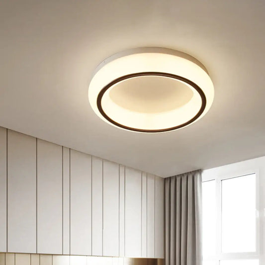 DecorBites™ DecorBites™ Stylish Hoop Acrylic LED Ceiling Lamp in Black & White for Bedroom