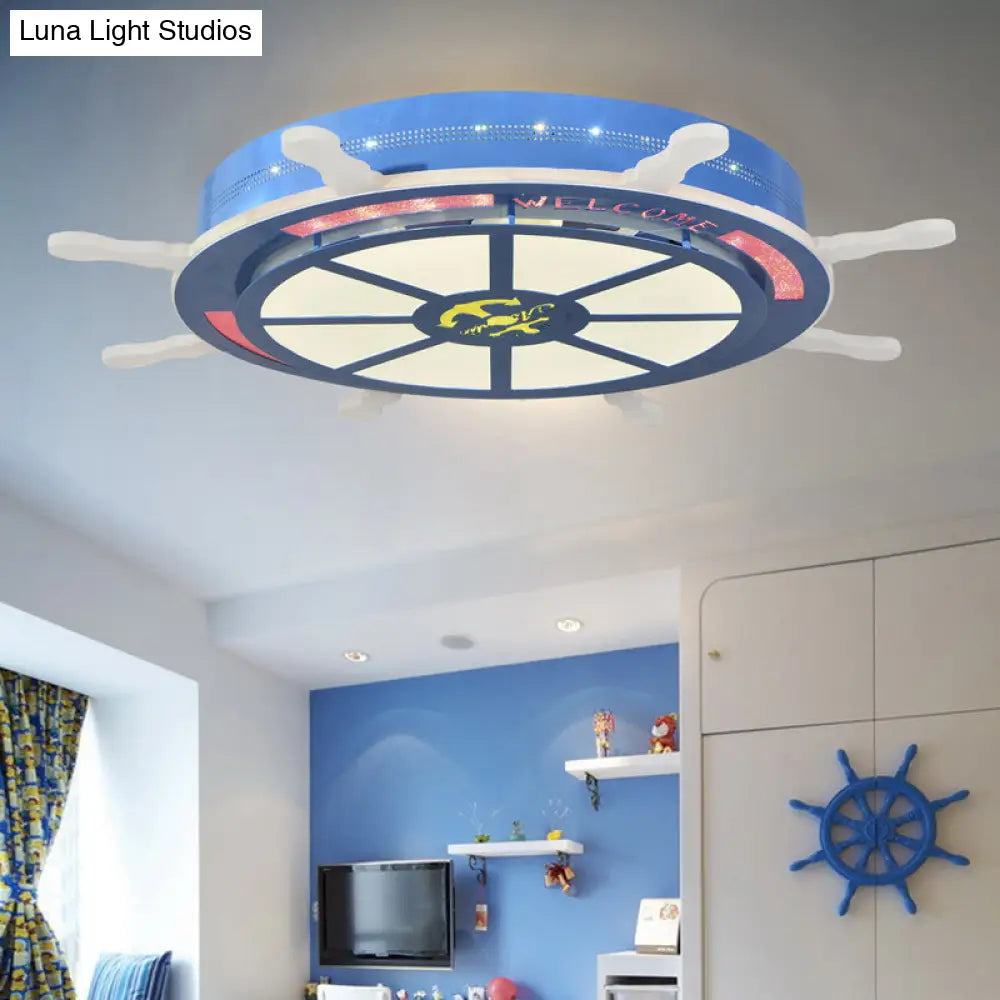 DecorBites™ DecorBites™ Stylish LED Bedroom Flush Light Fixture - Cartoon Blue/Pink Flushmount Lighting with Rudder Acrylic Shade