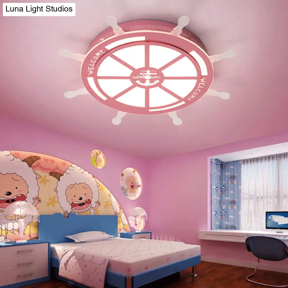 DecorBites™ DecorBites™ Stylish LED Bedroom Flush Light Fixture - Cartoon Blue/Pink Flushmount Lighting with Rudder Acrylic Shade