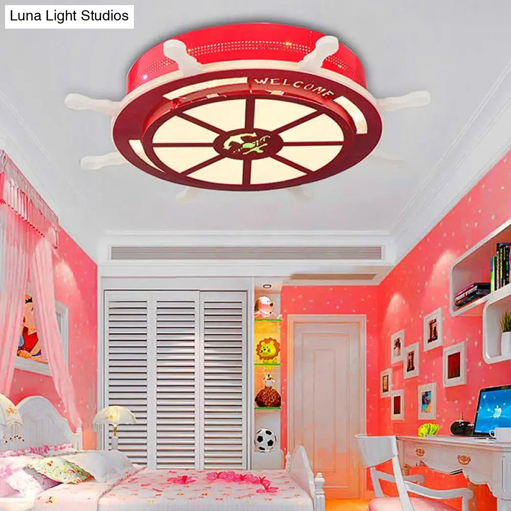 DecorBites™ DecorBites™ Stylish LED Bedroom Flush Light Fixture - Cartoon Blue/Pink Flushmount Lighting with Rudder Acrylic Shade