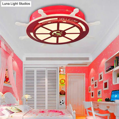 DecorBites™ DecorBites™ Stylish LED Bedroom Flush Light Fixture - Cartoon Blue/Pink Flushmount Lighting with Rudder Acrylic Shade