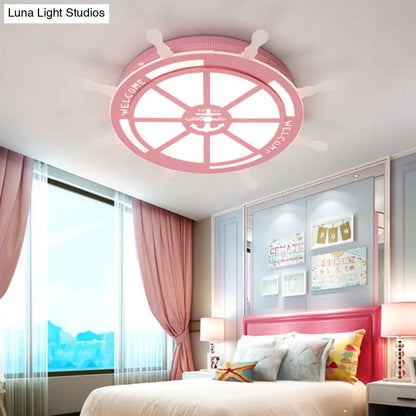 DecorBites™ DecorBites™ Stylish LED Bedroom Flush Light Fixture - Cartoon Blue/Pink Flushmount Lighting with Rudder Acrylic Shade