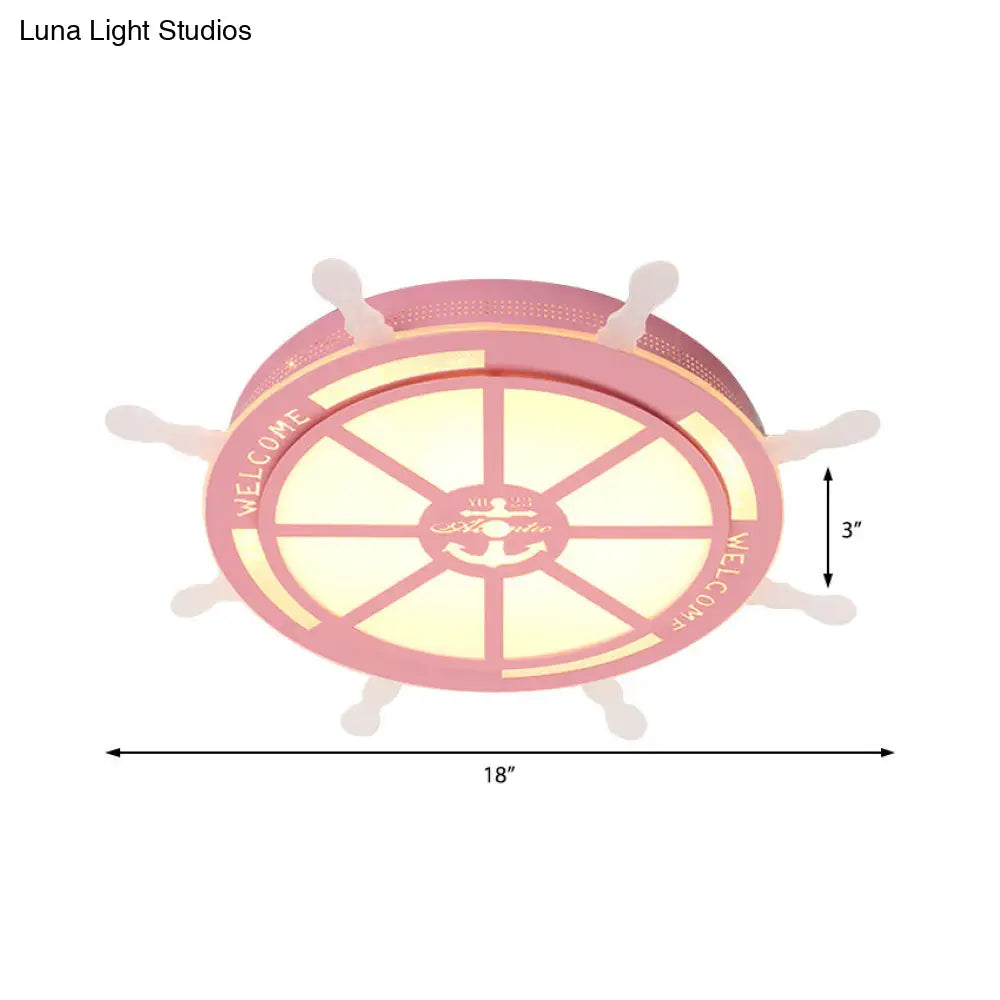 DecorBites™ DecorBites™ Stylish LED Bedroom Flush Light Fixture - Cartoon Blue/Pink Flushmount Lighting with Rudder Acrylic Shade