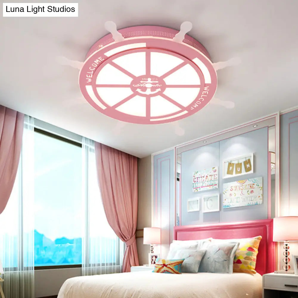 DecorBites™ DecorBites™ Stylish LED Bedroom Flush Light Fixture - Cartoon Blue/Pink Flushmount Lighting with Rudder Acrylic Shade