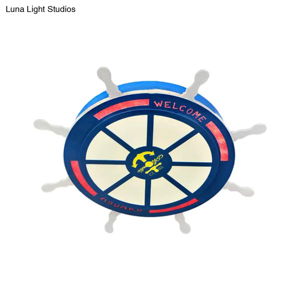 DecorBites™ DecorBites™ Stylish LED Bedroom Flush Light Fixture - Cartoon Blue/Pink Flushmount Lighting with Rudder Acrylic Shade