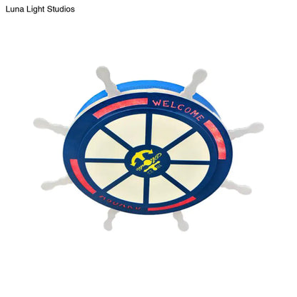 DecorBites™ DecorBites™ Stylish LED Bedroom Flush Light Fixture - Cartoon Blue/Pink Flushmount Lighting with Rudder Acrylic Shade