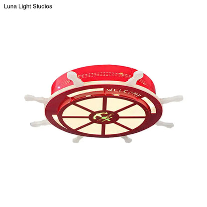 DecorBites™ DecorBites™ Stylish LED Bedroom Flush Light Fixture - Cartoon Blue/Pink Flushmount Lighting with Rudder Acrylic Shade