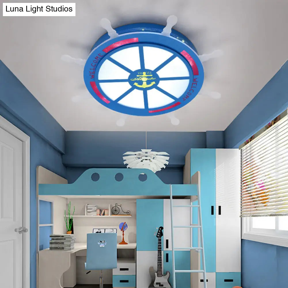 DecorBites™ DecorBites™ Stylish LED Bedroom Flush Light Fixture - Cartoon Blue/Pink Flushmount Lighting with Rudder Acrylic Shade
