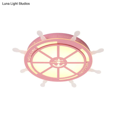 DecorBites™ DecorBites™ Stylish LED Bedroom Flush Light Fixture - Cartoon Blue/Pink Flushmount Lighting with Rudder Acrylic Shade
