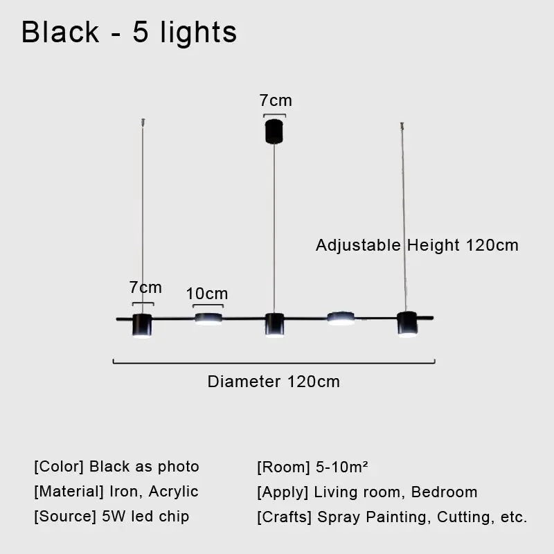 Stylish Led Chandelier for Home Decor - 5 lights black / 3-color / CHINA - Chandelier