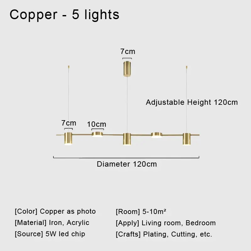 Stylish Led Chandelier for Home Decor - 5 lights copper / 3-color / CHINA - Chandelier