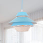 Stylish Macaron Flared Pendant Light - 1-Light Metal Ceiling Lamp for Living Room in Blue/Green