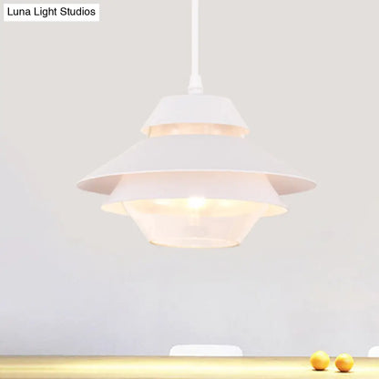 Stylish Macaron Flared Pendant Light - 1-Light Metal Ceiling Lamp for Living Room in Blue/Green