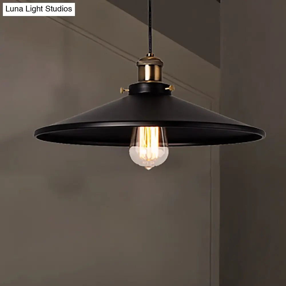 Stylish Metallic Saucer Pendant Ceiling Light for Foyer - Loft 8.5"/10" Diameter, 1 Head, Black