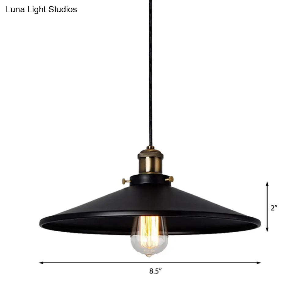 Stylish Metallic Saucer Pendant Ceiling Light for Foyer - Loft 8.5"/10" Diameter, 1 Head, Black