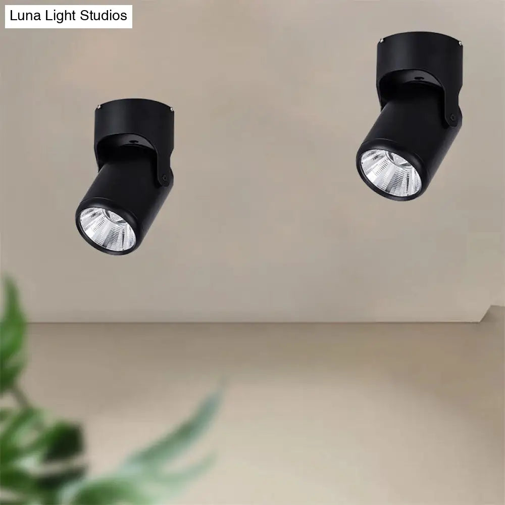 DecorBites™ DecorBites™ Stylish Mini Semi Flush LED Ceiling Light with Rotatable Metal Cylinder Shade in Black/White for Living Room - Loft