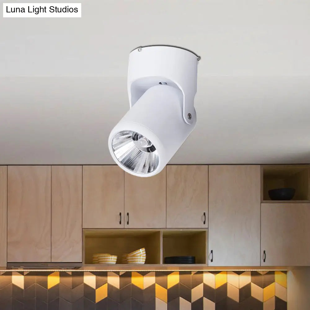 DecorBites™ DecorBites™ Stylish Mini Semi Flush LED Ceiling Light with Rotatable Metal Cylinder Shade in Black/White for Living Room - Loft