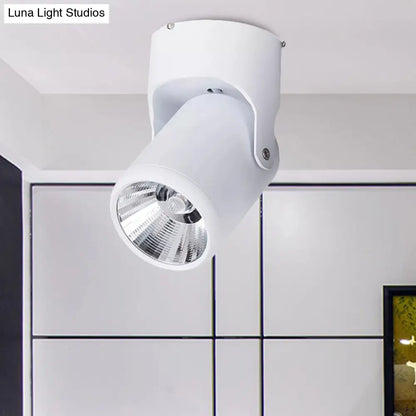 DecorBites™ DecorBites™ Stylish Mini Semi Flush LED Ceiling Light with Rotatable Metal Cylinder Shade in Black/White for Living Room - Loft