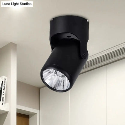 DecorBites™ DecorBites™ Stylish Mini Semi Flush LED Ceiling Light with Rotatable Metal Cylinder Shade in Black/White for Living Room - Loft