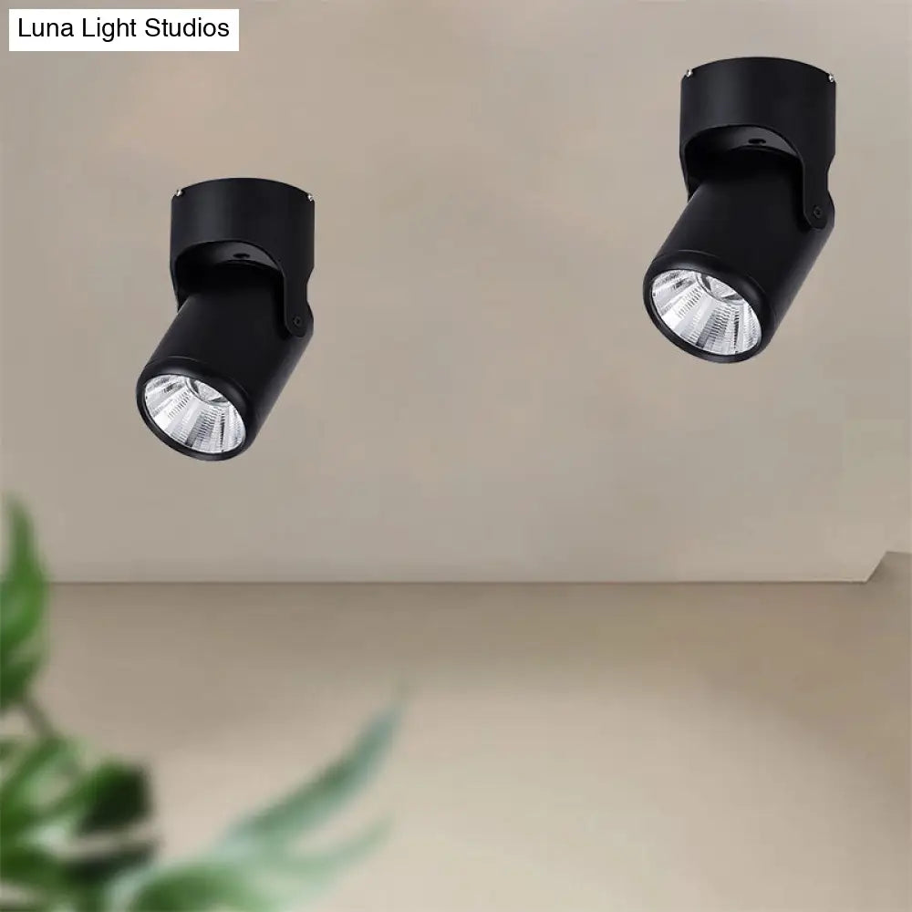 DecorBites™ DecorBites™ Stylish Mini Semi Flush LED Ceiling Light with Rotatable Metal Cylinder Shade in Black/White for Living Room - Loft