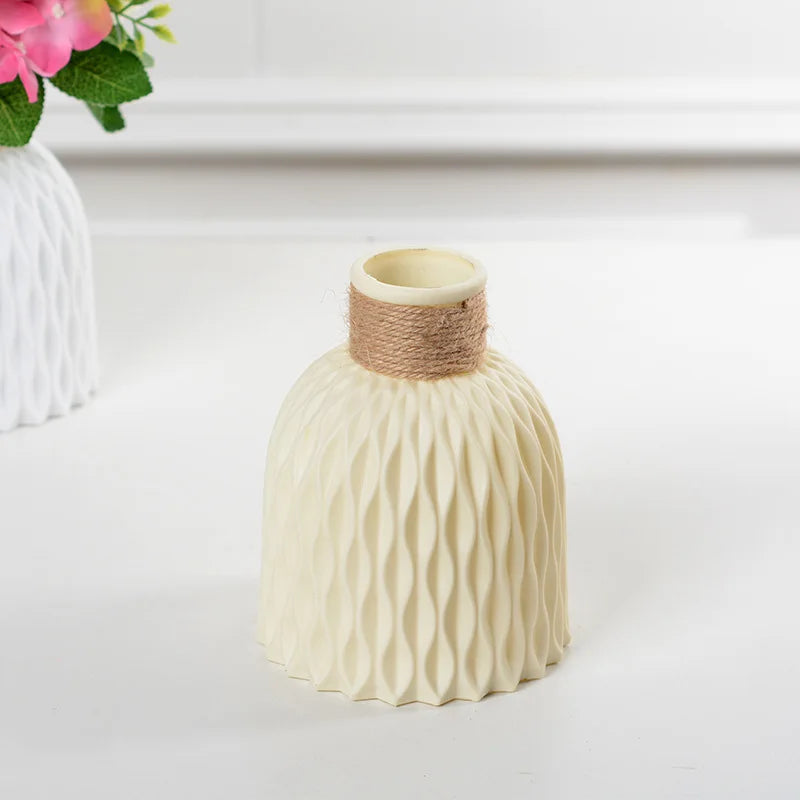 Stylish Nordic Color Block Vase - Rice white - Vase