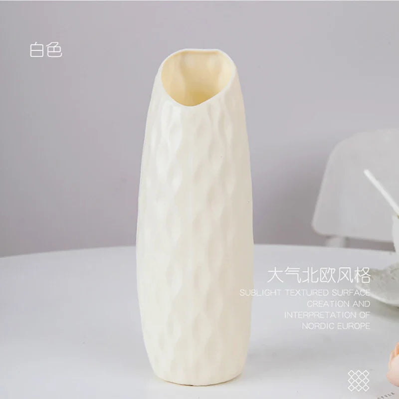 Stylish Nordic Plastic Flower Vase Home Decor - 3218 white / CHINA - Vase