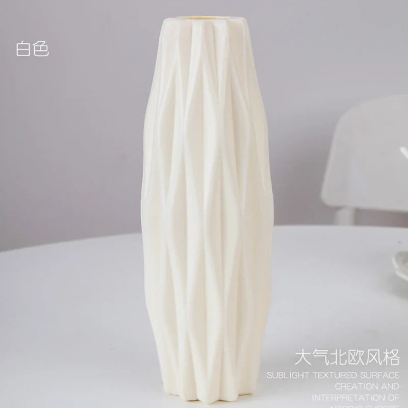 Stylish Nordic Plastic Flower Vase Home Decor - 3219 white / CHINA - Vase