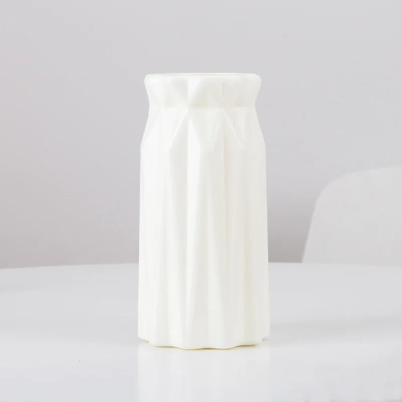 Stylish Nordic Plastic Flower Vase Home Decor - 3501 white / CHINA - Vase