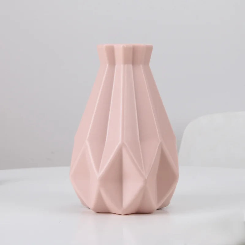 Stylish Nordic Plastic Flower Vase Home Decor - 3505 pink / CHINA - Vase
