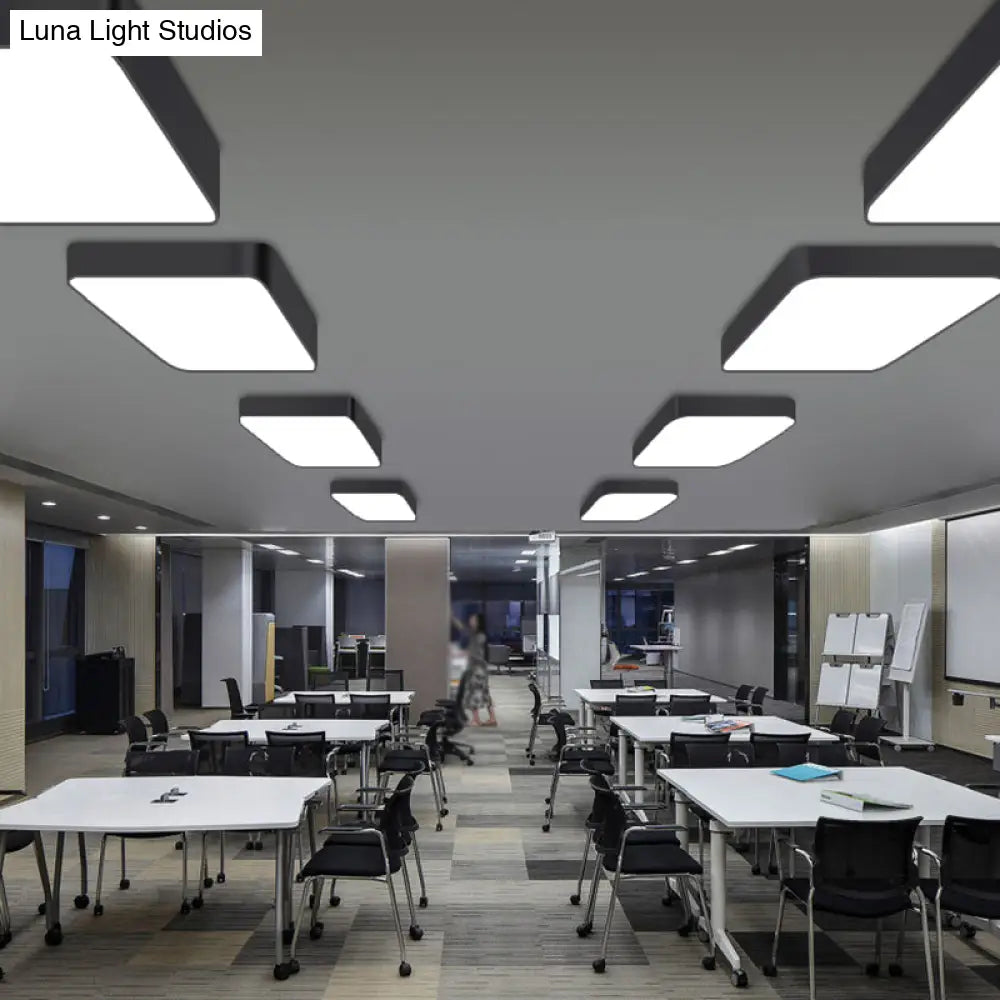 DecorBites™ DecorBites™ Stylish Office Illumination: Nordic Black Square LED Metal Flush Mount Ceiling Lamp